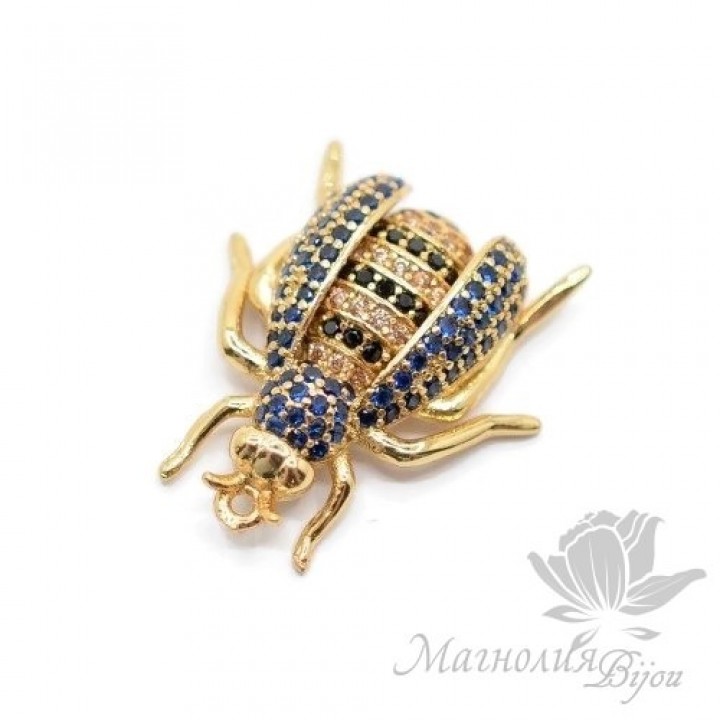 ПОДВЕСКА "Оса" с цветными фианитами, цвет золото
