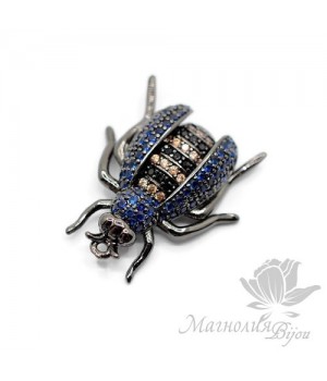 ПОДВЕСКА "Оса" с цветными фианитами, чернение