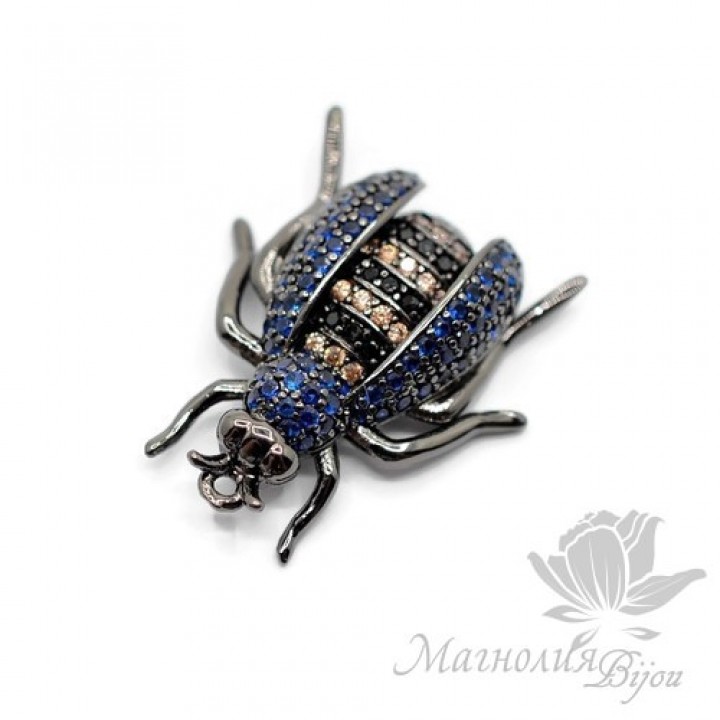 ПОДВЕСКА "Оса" с цветными фианитами, чернение