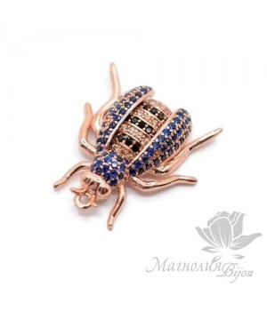 ПОДВЕСКА "Оса" с цветными фианитами, цвет розовое золото