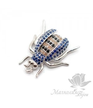 ПОДВЕСКА "Оса" с цветными фианитами, цвет платина