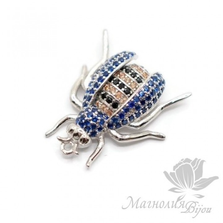 ПОДВЕСКА "Оса" с цветными фианитами, цвет платина
