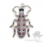 ПОДВЕСКА "Cucaracha" жук с цветными фианитами, цвет платина
