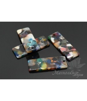 ПОДВЕСКА "Прямоугольник 11 : 32мм, мультиколор", ацетат целлюлозы(пластик)