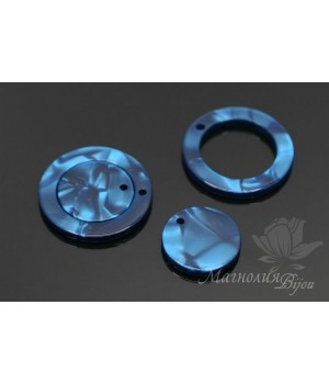 Комплект подвесок "Кольцо и диск, синие", ацетат целлюлозы(пластик)
