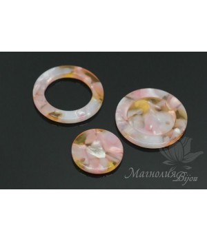 КОМПЛЕКТ подвесок "Кольцо и диск, розовые", ацетат целюлозы(пластик)