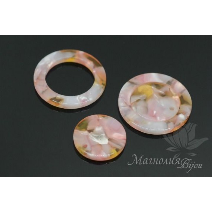 КОМПЛЕКТ подвесок "Кольцо и диск, розовые", ацетат целюлозы(пластик)