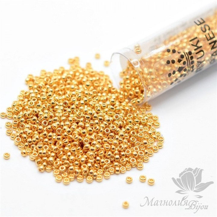 Бисер Miyuki 191-TB круглый 15/0, туба 8.2 грамма(золото 24К)