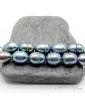 ЖЕМЧУГ барочный овальный, 10-13мм, чёрный, 1/2 нити