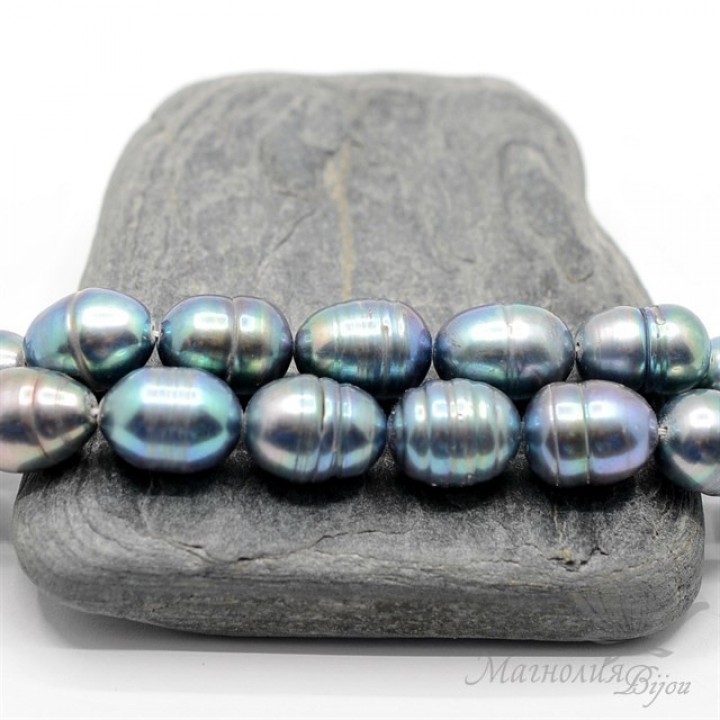 ЖЕМЧУГ барочный овальный, 10-13мм, чёрный, 1/2 нити