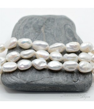 ЖЕМЧУГ барочный фриформ, 9:12мм, белый, 1/2 нити