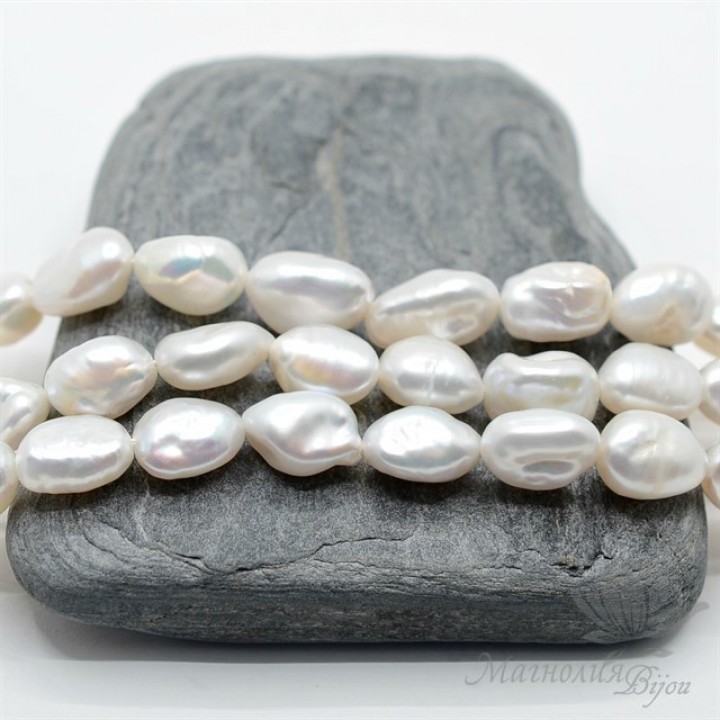 ЖЕМЧУГ барочный фриформ, 9:12мм, белый, 1/2 нити