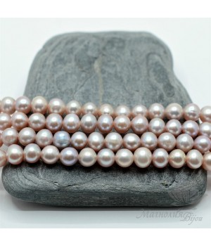 ЖЕМЧУГ натуральный, 6-7мм, лиловый, 1/2 нити