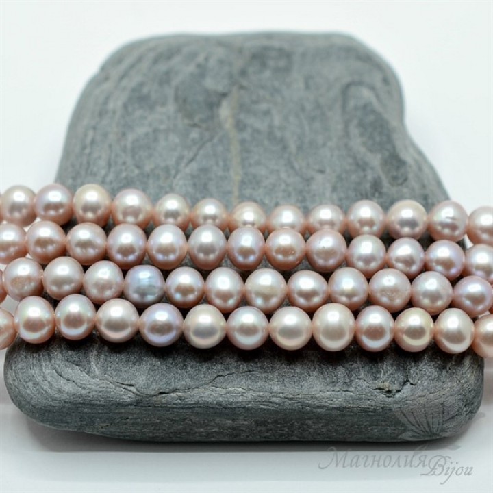 ЖЕМЧУГ натуральный, 6-7мм, лиловый, 1/2 нити