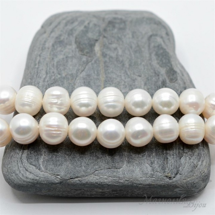 ЖЕМЧУГ барочный овальный, 9-10мм, белый, 1/2 нити