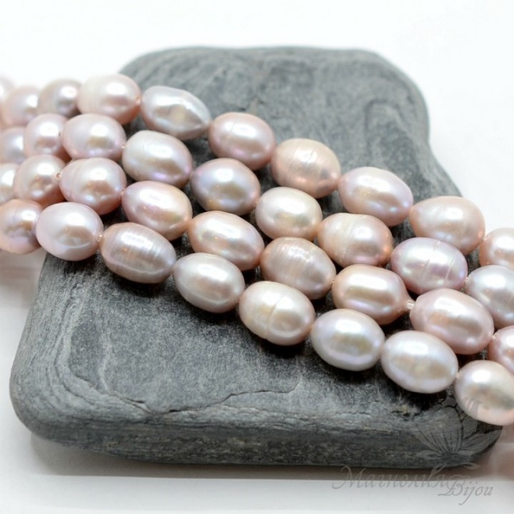 ЖЕМЧУГ барочный овальный, 9-11мм, лиловый, 1/2 нити(16-17 жемчужин)