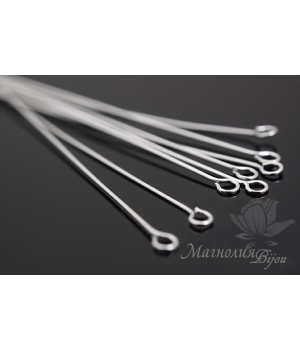 Пины с колечком 50:0,5мм родиевое покрытие, 10 штук