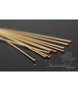 Пины со шляпкой 50мм позолота 16 карат, 10 штук