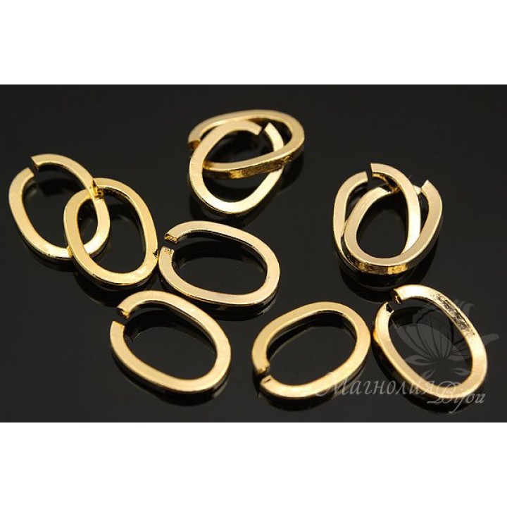 Колечки овальные 1 штука, позолота 16 карат