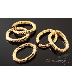 Колечко декоративное овальное 10:14мм, позолота 16 карат, 1 штука