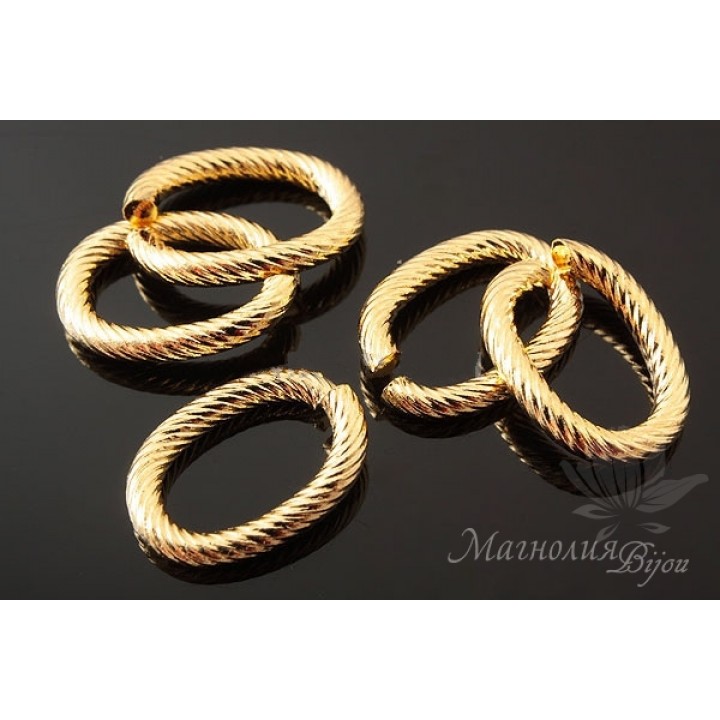 Anilla decorativa ovalada 10:14mm, dorado 16K