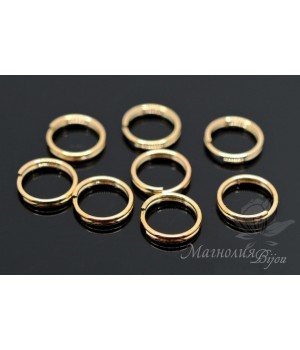 Колечки двойные 9мм, 10 штук, позолота 16 карат