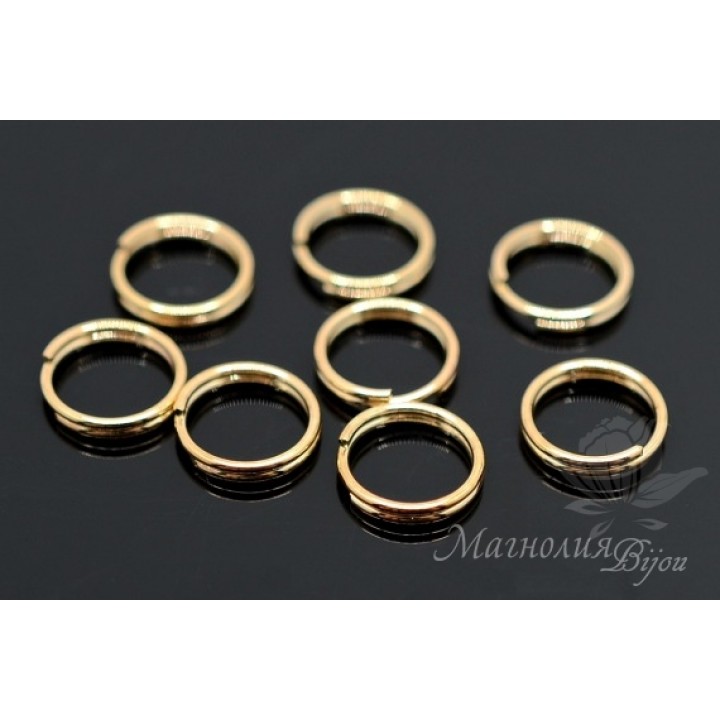 Anillas redondas dobles 9mm, dorado 16K