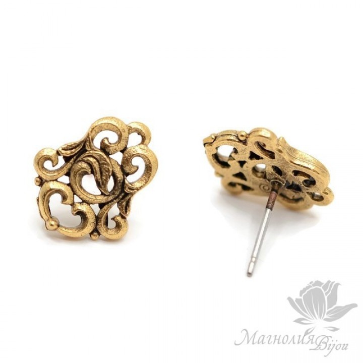 ПУССЕТЫ "Верона", античное золото