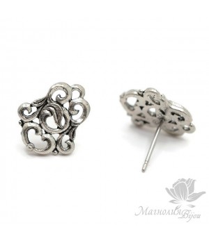 ПУССЕТЫ "Верона", античное серебро