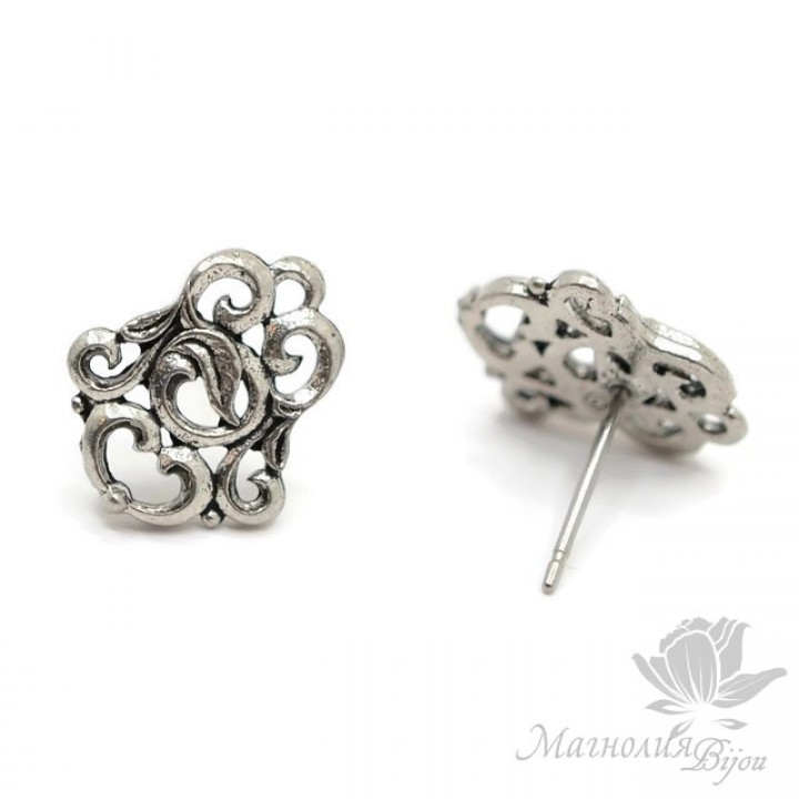 ПУССЕТЫ "Верона", античное серебро