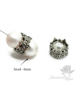 ШАПОЧКА двухсторонняя "Корона", античное серебро