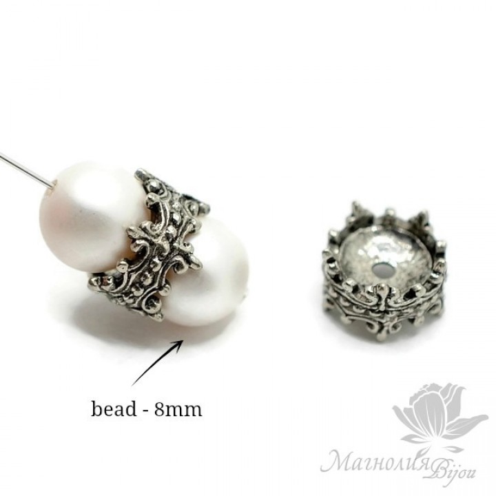 ШАПОЧКА двухсторонняя "Корона", античное серебро