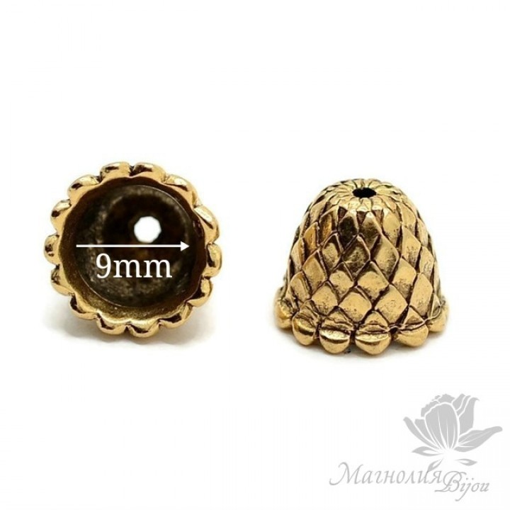 КОЛПАЧОК(шапочка) "Чешуя", античное золото