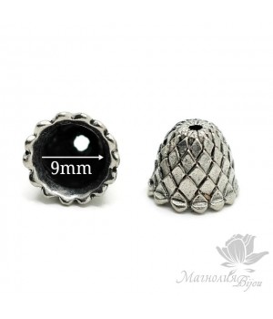 КОЛПАЧОК(шапочка) "Чешуя", античное серебро