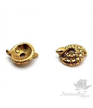 ШАПОЧКА для бусин "Змейка" 8мм, античное золото