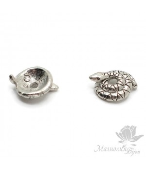 ШАПОЧКА для бусин "Змейка" 8мм, античное серебро
