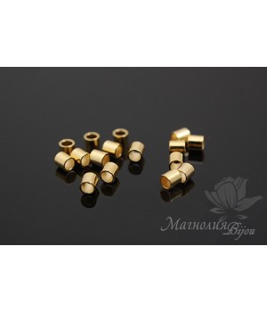 Кримпы-трубочки 2мм, 1 грамм, позолота 16 карат