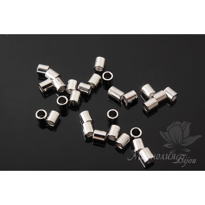 Кримпы-трубочки 2мм, 1 грамм, родиевое покрытие