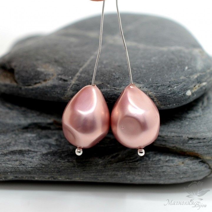 Жемчуг МАЙОРКА 12 : 15,5мм, капля фриформ, пепельная роза