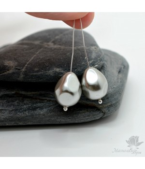 Жемчуг МАЙОРКА 12 : 15,5мм, капля фриформ, светло-серый