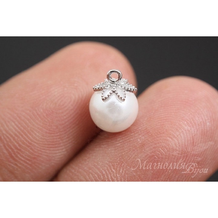 Жемчуг Майорка 10мм полупросверленный, белый