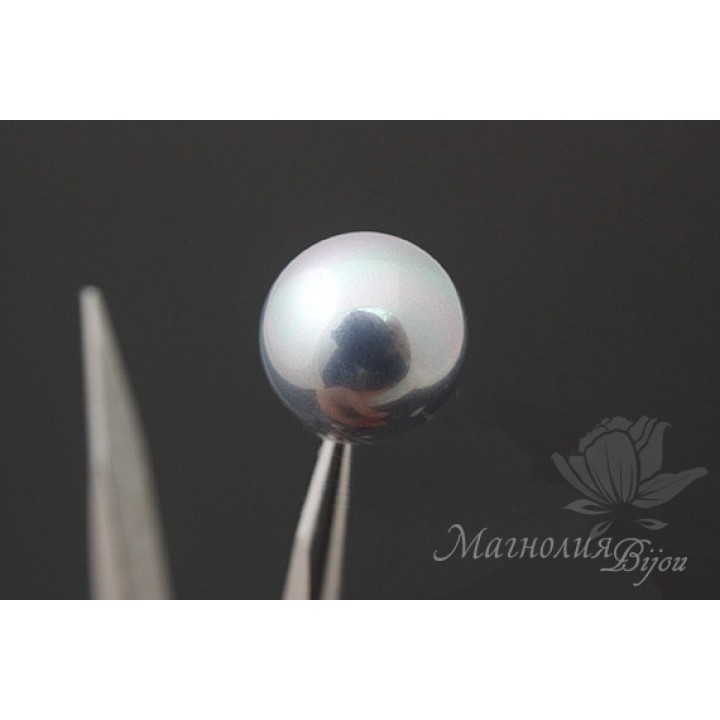 Жемчуг Майорка 10мм полупросверленный,  серый