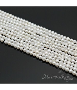 ЖЕМЧУГ Майорка, белый, глянцевый 4мм, полная нить(105 бусин)
