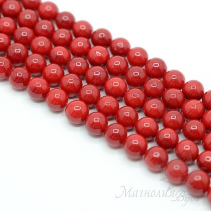 ЖЕМЧУГ Майорка, тёмно-красный 8мм, полная нить(49-50 бусин)