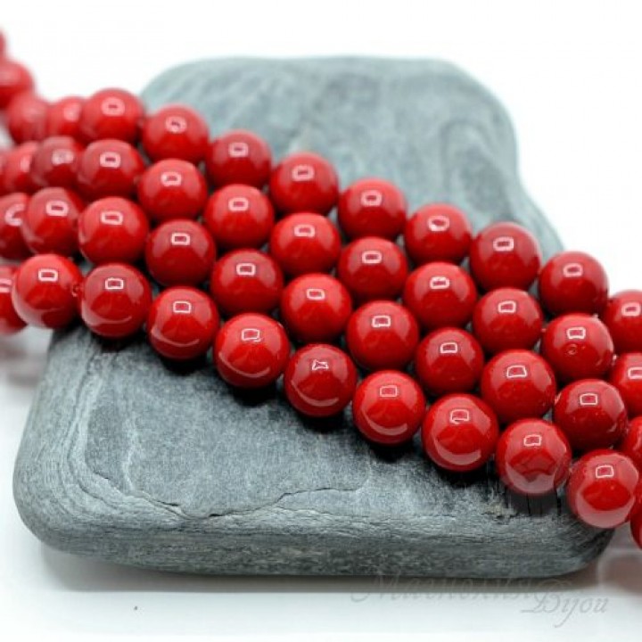 Жемчуг Майорка, тёмно-красный 8мм, 10 штук