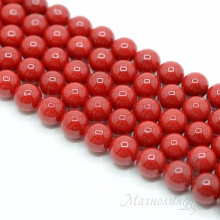 ЖЕМЧУГ Майорка, тёмно-красный 10мм, полная нить(40 бусин)