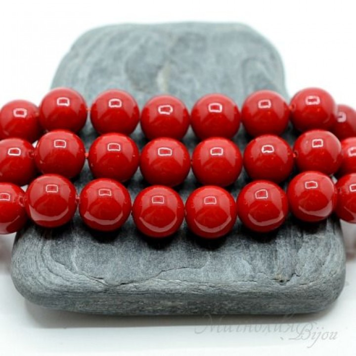 Жемчуг Майорка, тёмно-красный 10мм, 5 штук