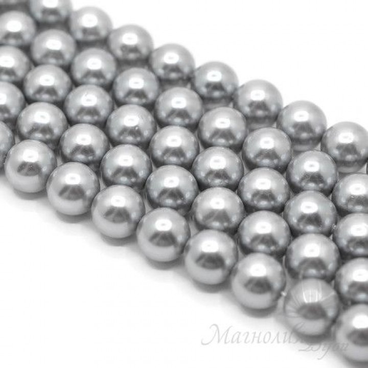 ЖЕМЧУГ Майорка, светло-серый 10мм, полная нить(40 бусин)