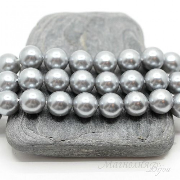 Жемчуг Майорка 10мм светло-серый, 5 штук