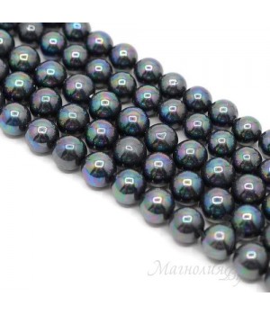 ЖЕМЧУГ Майорка, чёрный павлин, глянцевый 10мм, полная нить(40 бусин)